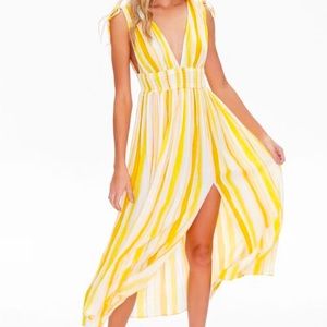 Boho Yellow Maxi Dress Size Medium
